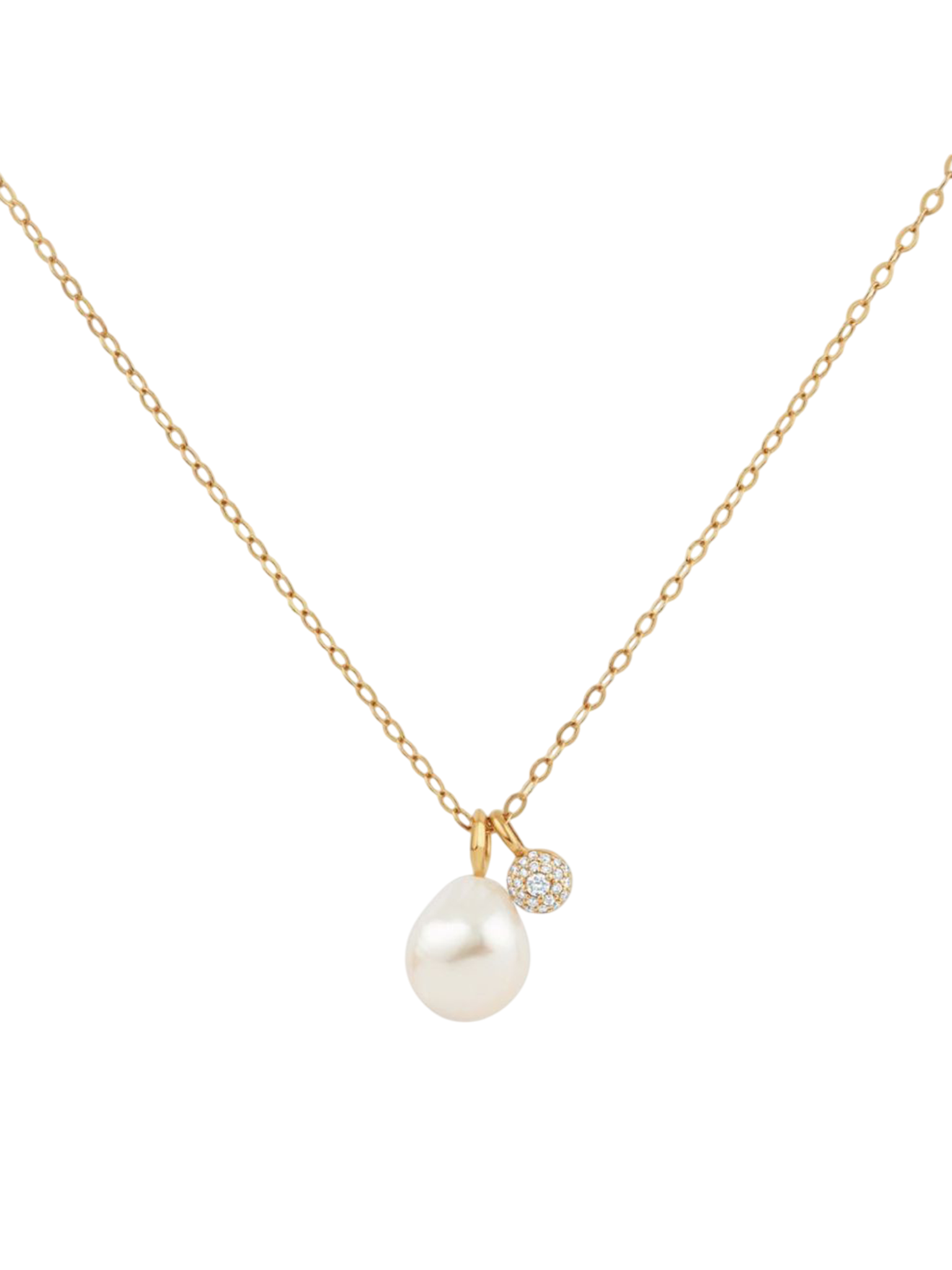 Freshwater pearl & lab-created diamond bon bon pendant